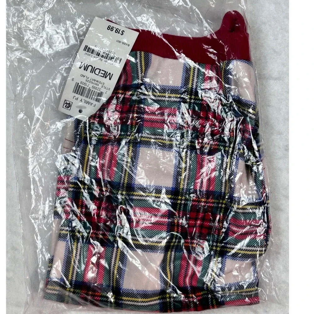 Stewart Plaid Holiday Christmas Pet Pajama Red Green White Dog Shirt Medium